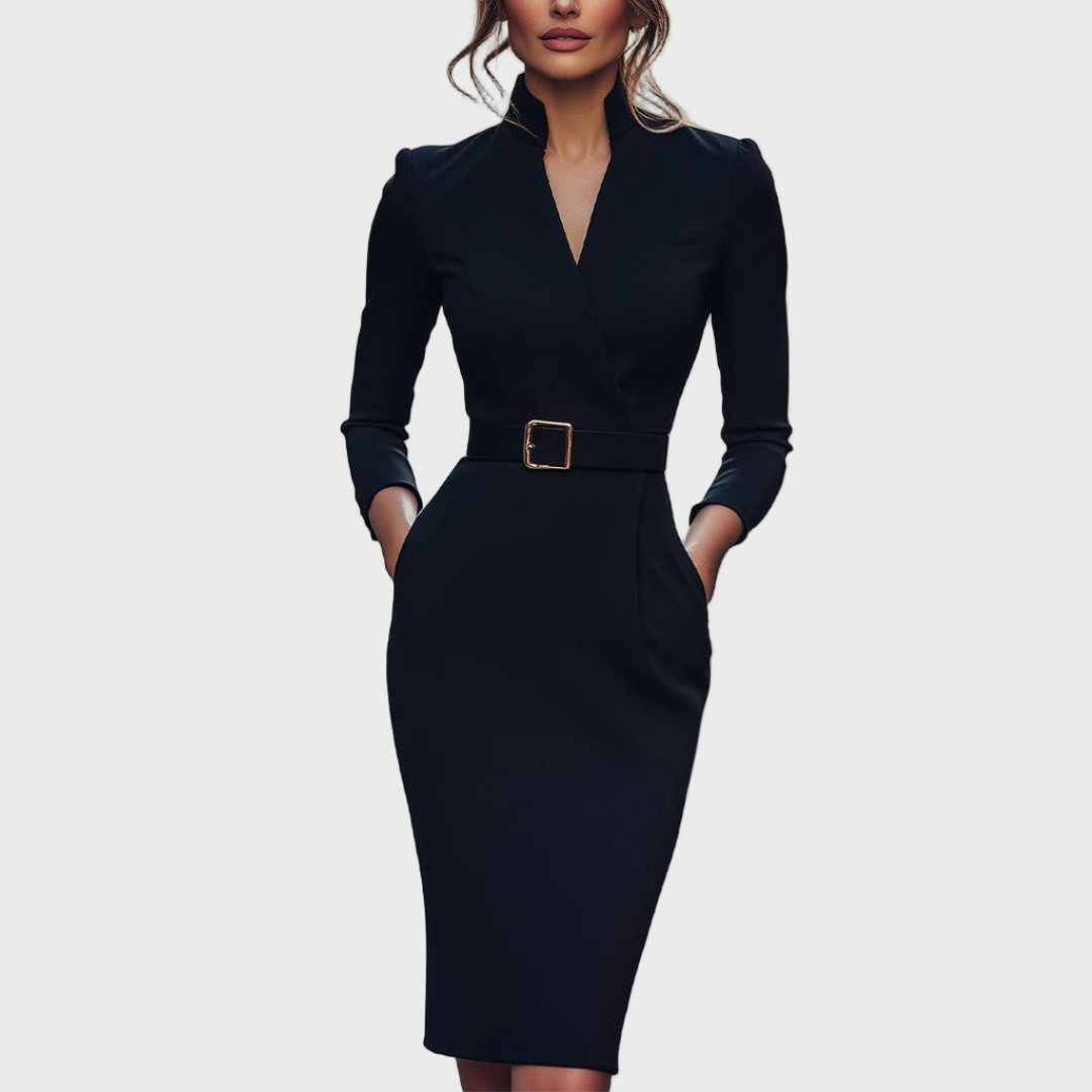 CLAIRE | ELEGANT BELTED MIDI DRESS